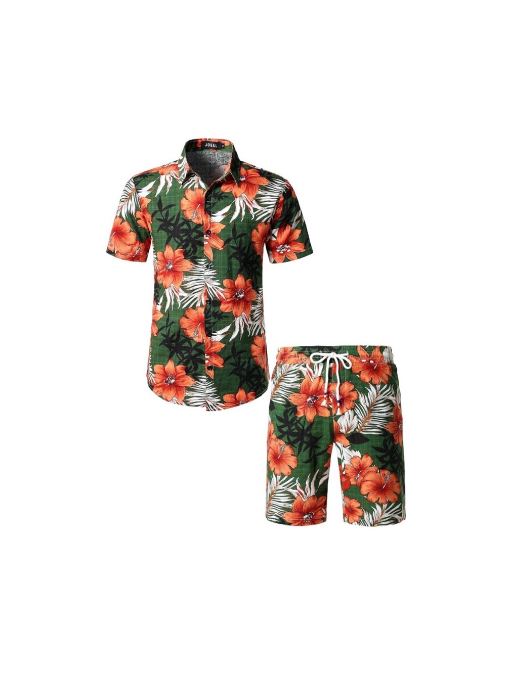 Jogal - Men's Short Sleeve Button-Down Hawaiian Set